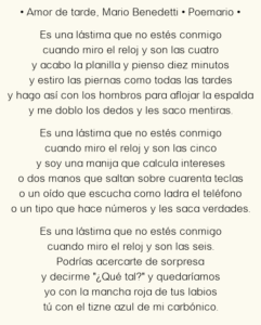 Amor de tarde la poesía de Mario Benedetti que conquista corazones