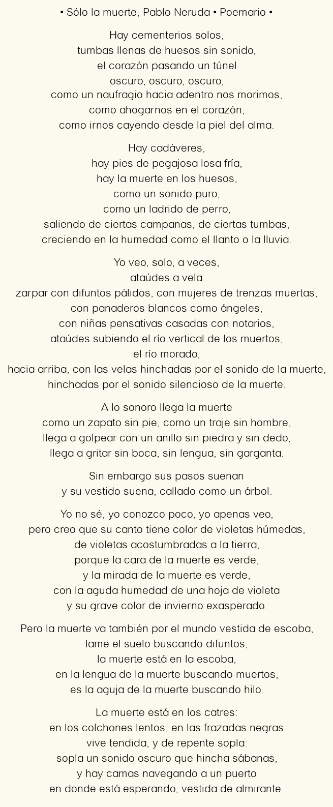 Análisis detallado del poema La muerte de Pablo Neruda