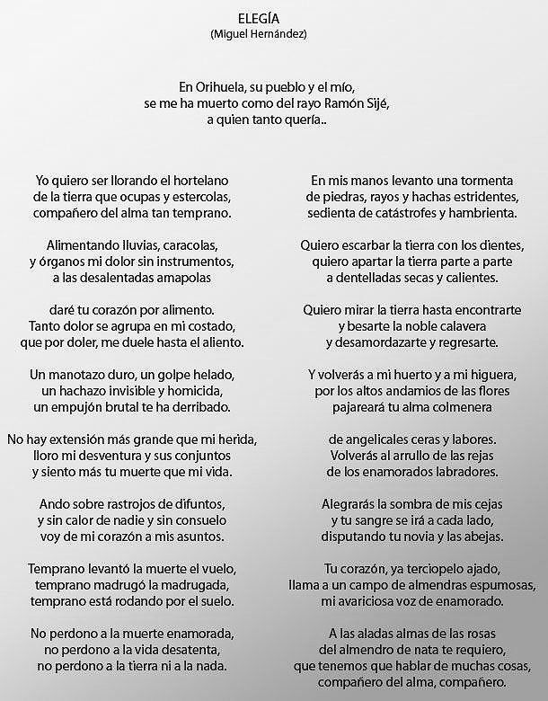 La elegía en los poemas de Miguel Hernández: un canto a la vida y la memoria