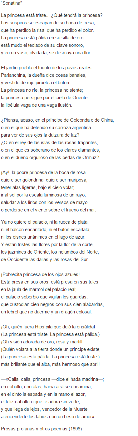 La sonatina: un poema emblemático de Rubén Darío