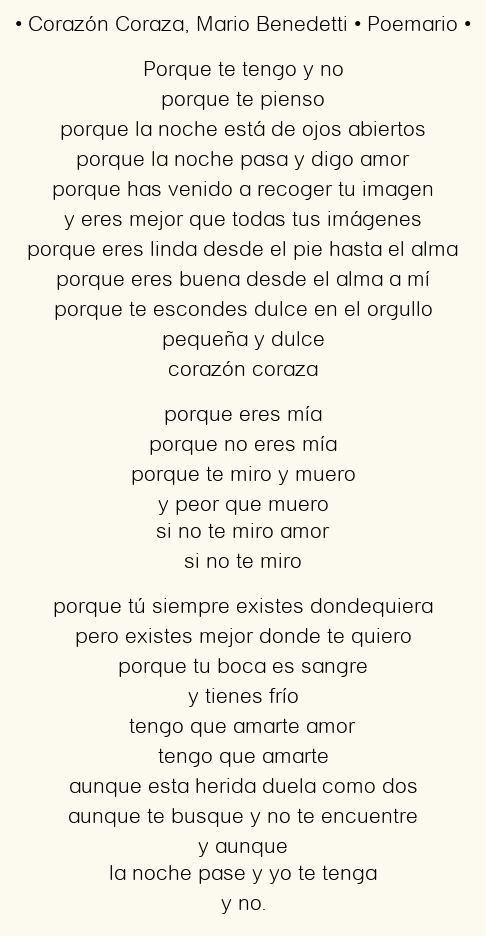 Letras de Mario Benedetti: El Corazón como Coraza