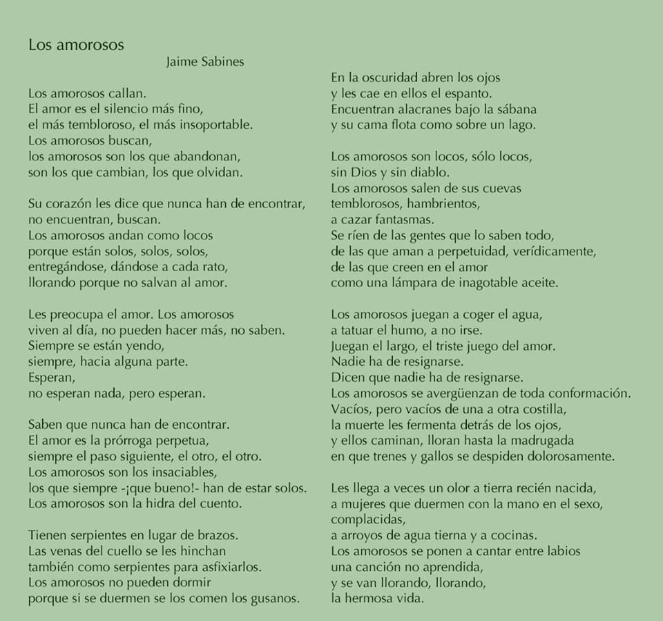Los amorosos: La poesía apasionada de Jaime Sabines