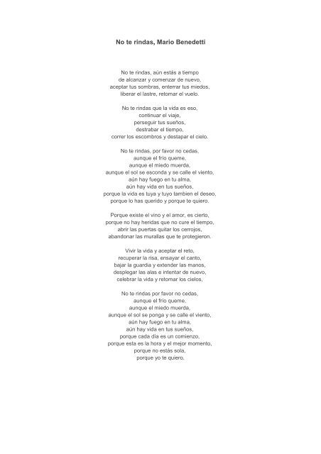 Descarga el poema ‘No te rindas’ de Mario Benedetti en formato PDF