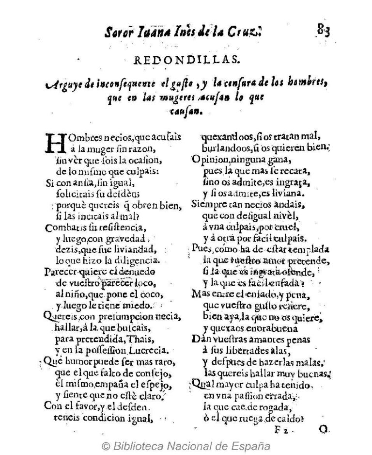 La rebeldía de Sor Juana: Cortos poemas que critican a los hombres necios