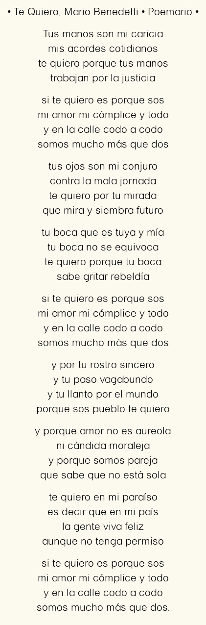 Te Quiero de Mario Benedetti: Un Poema que Desnuda el Amor en Palabras